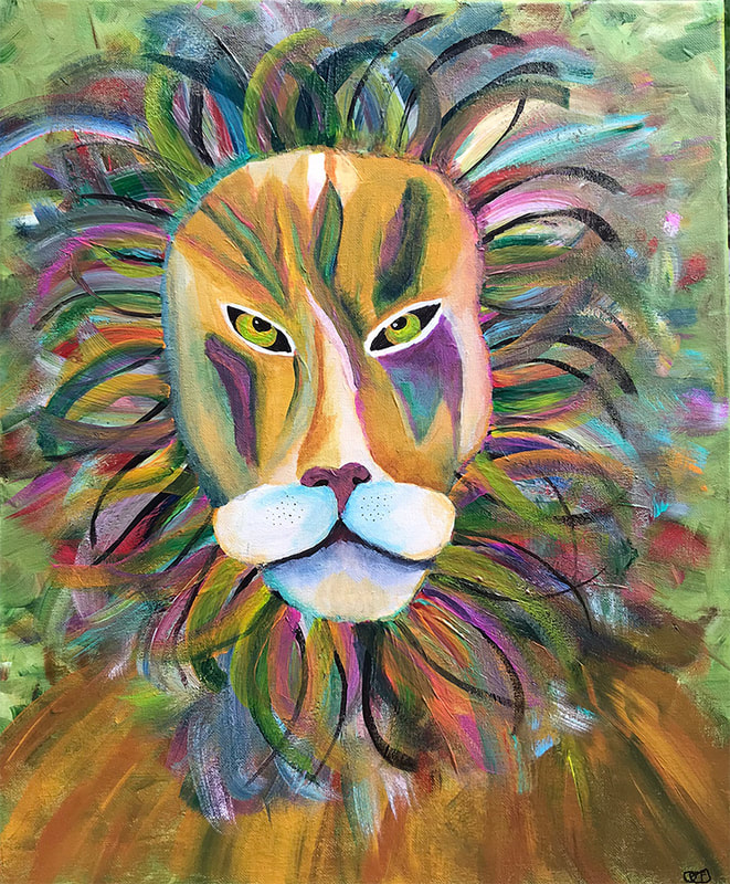 Psychedelic Abstract Lion in acrylics